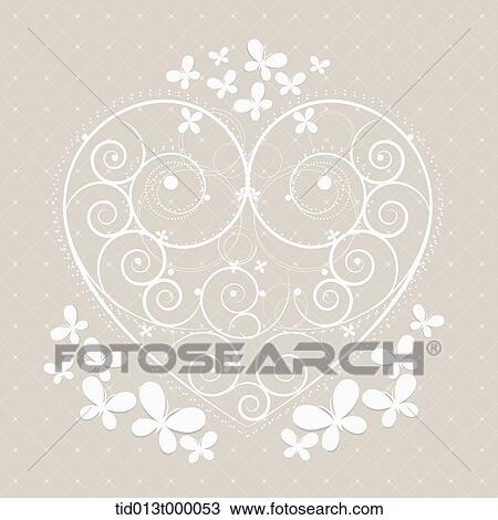 a heart shape decoration with flowers View Large Illustration Drawing - a heart shape decoration with flowers. Fotosearch