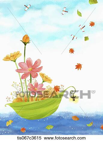 Stock Illustration - an illustration of an autumn themed boat. Fotosearch
