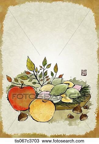 Drawing - an illustration of an autumn themed picture. Fotosearch