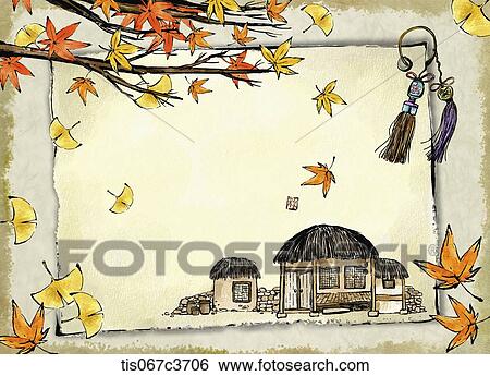 an illustration of an autumn themed picture View Large Illustration Stock Illustration - an illustration of an autumn themed picture. Fotosearch