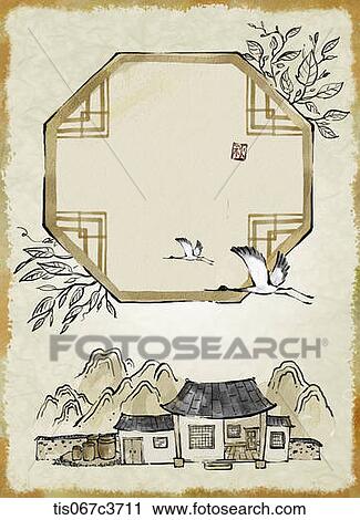 Clip Art - an illustration of an Korean themed picture. Fotosearch
