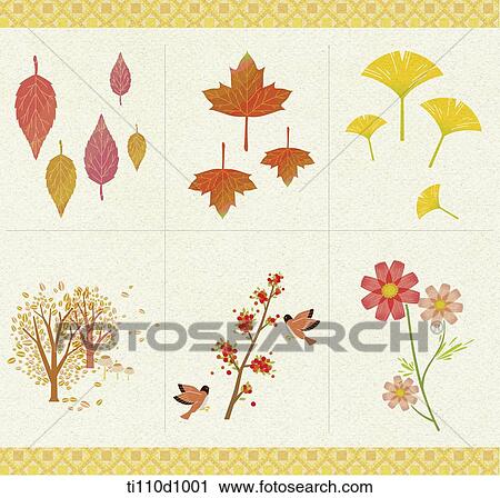 Clip Art - an illustration of images related to autumn. Fotosearch