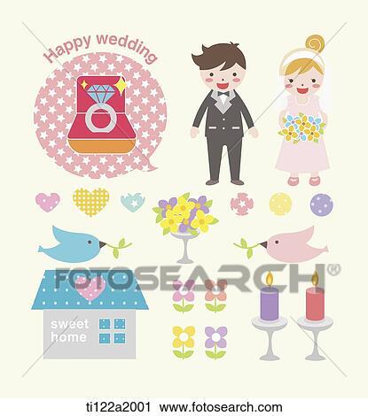 Clip Art - an illustration of images related to wedding. Fotosearch