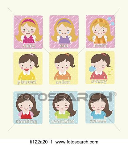 an illustration of images related to different moods View Large Illustration Clip Art - an illustration of images related to different moods. Fotosearch