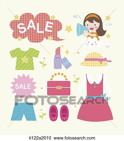 Clipart - an illustration of images related to sales. Fotosearch