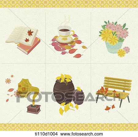 an illustration of images related to autumn View Large Illustration Stock Illustration - an illustration of images related to autumn. Fotosearch