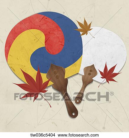 an illustration of Korean themed fan View Large Illustration Stock Illustration - an illustration of Korean themed fan. Fotosearch