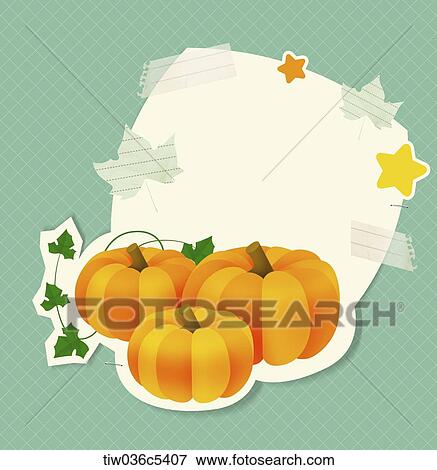 an illustration of pumpkin related note paper View Large Illustration Stock Illustration - an illustration of pumpkin related note paper. Fotosearch