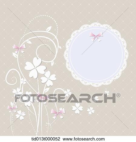 Drawing - blue flower edge paper next to flowers. Fotosearch