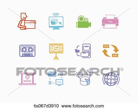 Clipart - illustration icon set related to device. Fotosearch