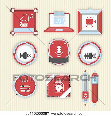 illustration icon set related to music and filming View Large Illustration Stock Illustration - illustration icon set related to music and filming. Fotosearch