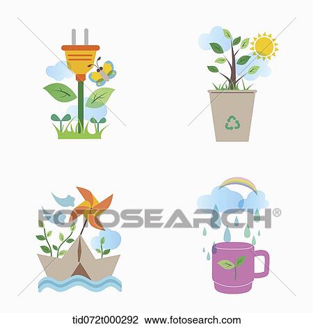 illustration icon set representing renewable energy View Large Illustration Drawing - illustration icon set representing renewable energy. Fotosearch