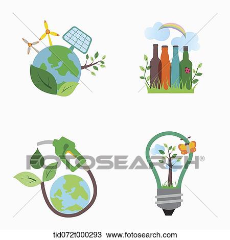 illustration icon set representing renewable energy View Large Illustration Drawing - illustration icon set representing renewable energy. Fotosearch