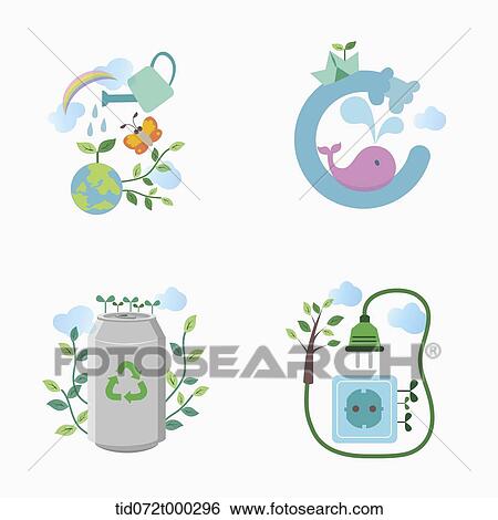 Stock Illustration - illustration icon set representing renewable energy. Fotosearch