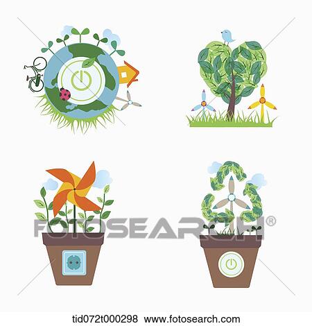 illustration icon set representing renewable energy View Large Illustration Stock Illustration - illustration icon set representing renewable energy. Fotosearch