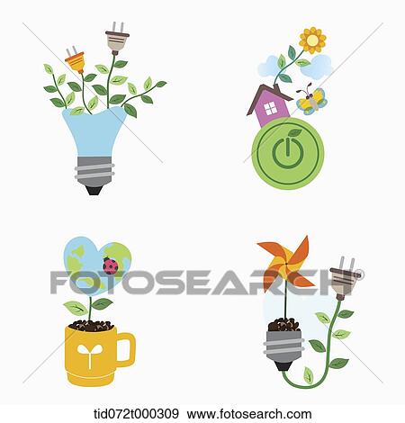 illustration icon set representing renewable energy View Large Illustration Stock Illustration - illustration icon set representing renewable energy. Fotosearch