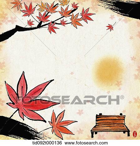 Stock Illustration - illustration memo template of Chuseok featuring maple tree. Fotosearch
