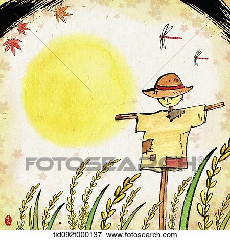 illustration memo template of Chuseok featuring moon and scarecrow View Large Illustration Stock Illustration - illustration memo template of Chuseok featuring moon and scarecrow. Fotosearch