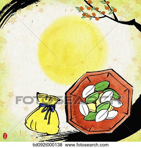 illustration memo template of Chuseok featuring moon and rice cake View Large Illustration Stock Illustration - illustration memo template of Chuseok featuring moon and rice cake. Fotosearch