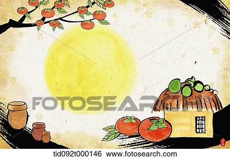 illustration memo template of Chuseok featuring moon and hut View Large Illustration Stock Illustration - illustration memo template of Chuseok featuring moon and hut. Fotosearch