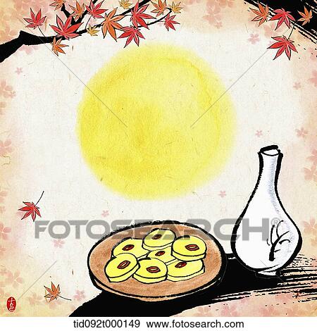 illustration memo template of Chuseok featuring moon and alcohol View Large Illustration Stock Illustration - illustration memo template of Chuseok featuring moon and alcohol . Fotosearch
