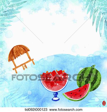 illustration memo template of summer theme View Large Illustration Drawing - illustration memo template of summer theme. Fotosearch