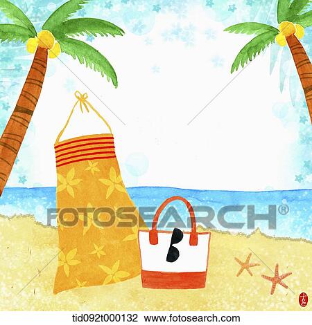 illustration memo template of summer holidays theme View Large Illustration Drawing - illustration memo template of summer holidays theme. Fotosearch