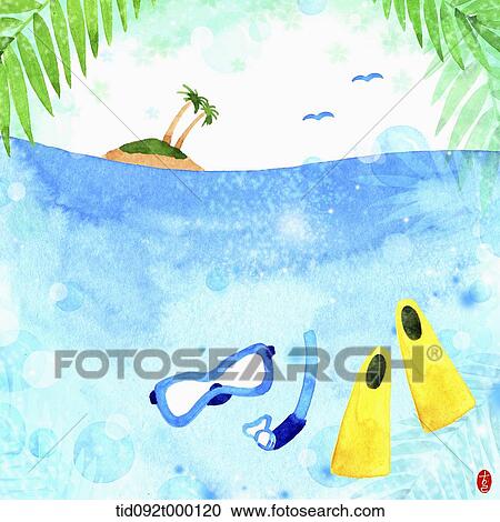 illustration memo template of under the sea theme View Large Illustration Clipart - illustration memo template of under the sea theme. Fotosearch