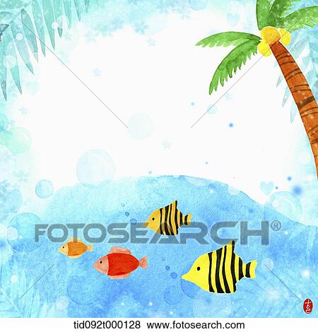 Stock Illustration - illustration memo template of under the sea theme. Fotosearch