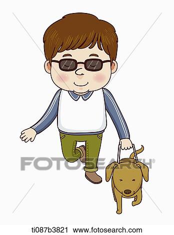 illustration of a blind man with a dog View Large Illustration Clip Art - illustration of a blind man with a dog. Fotosearch