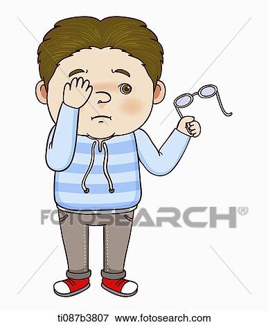 illustration of a boy having problems with his sight View Large Illustration Stock Illustration - illustration of a boy having problems with his sight. Fotosearch