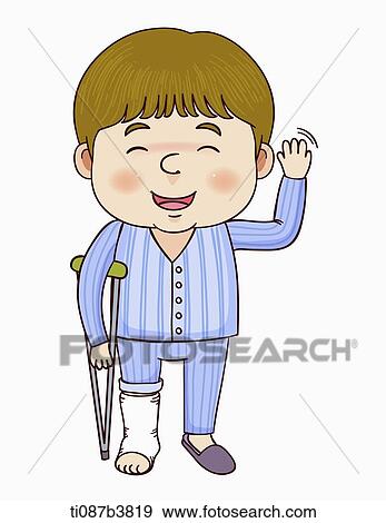 illustration of a boy with a cast on his leg View Large Illustration Stock Illustration - illustration of a boy with a cast on his leg. Fotosearch