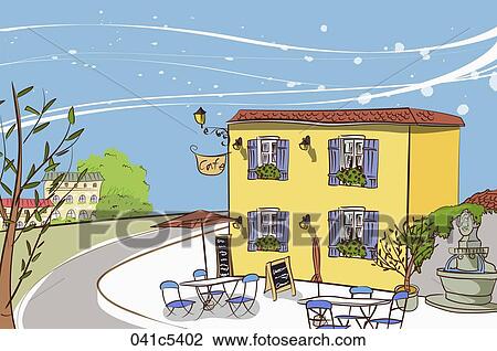 illustration of a cafe View Large Illustration Drawing - illustration of a cafe. Fotosearch