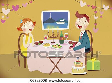 Stock Illustration - illustration of a couple celebrating anniversary. Fotosearch