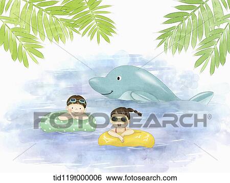 Stock Illustration - illustration of a couple swimming . Fotosearch
