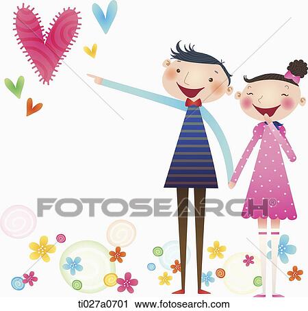 illustration of a loving couple holding hands View Large Illustration Clip Art - illustration of a loving couple holding hands . Fotosearch