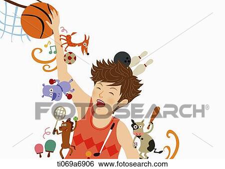 illustration of a man playing basketball View Large Illustration Stock Illustration - illustration of a man playing basketball . Fotosearch