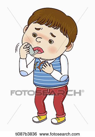 Stock Illustration - illustration of a man with asthma. Fotosearch