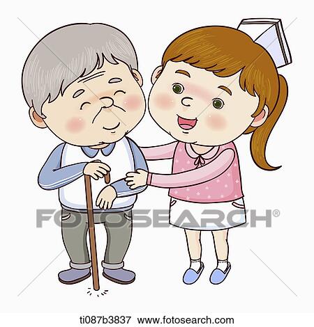 Stock Illustration - illustration of a nurse helping an old man. Fotosearch