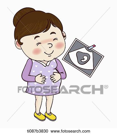 Illustration of a pregnant woman Clipart | ti087b3830 | Fotosearch