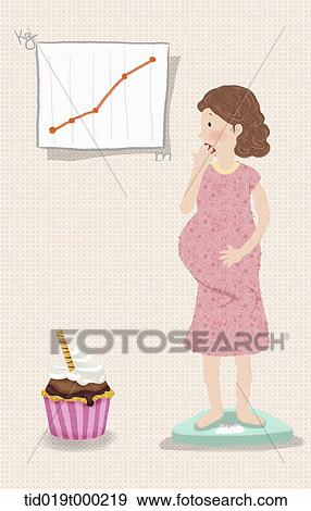illustration of a pregnant woman on weighing scale View Large Illustration Stock Illustration - illustration of a pregnant woman on weighing scale . Fotosearch