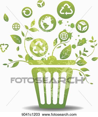 illustration of a rubbish bin that represents recycling View Large Illustration Drawing - illustration of a rubbish bin that represents recycling. Fotosearch