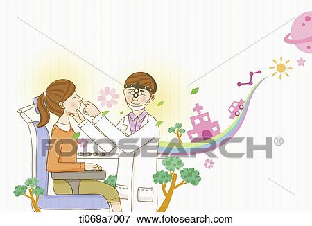 Stock Illustration - illustration of a woman and a dentist. Fotosearch