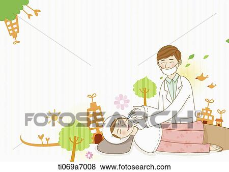 illustration of a woman and a doctor View Large Illustration Stock Illustration - illustration of a woman and a doctor. Fotosearch