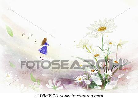 illustration of a woman in autumn View Large Illustration Stock Illustration - illustration of a woman in autumn. Fotosearch