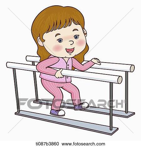 Clipart - illustration of a woman learning to walk again. Fotosearch