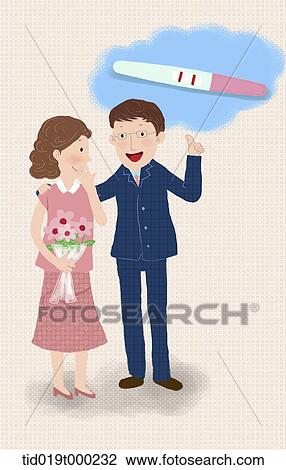 Drawing - illustration of a woman who got pregnant. Fotosearch