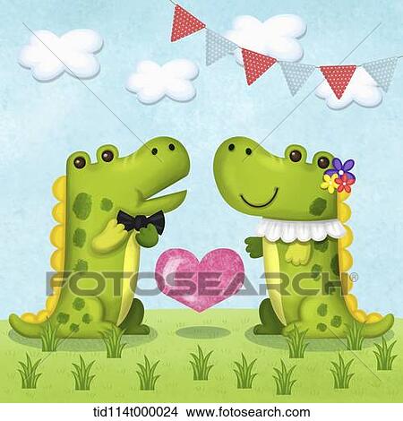 Stock Illustration - illustration of alligators getting married. Fotosearch