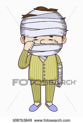 illustration of an injured man View Large Illustration Stock Illustration - illustration of an injured man. Fotosearch