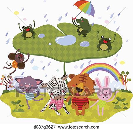 illustration of animals under lotus leaf View Large Illustration Stock Illustration - illustration of animals under lotus leaf. Fotosearch